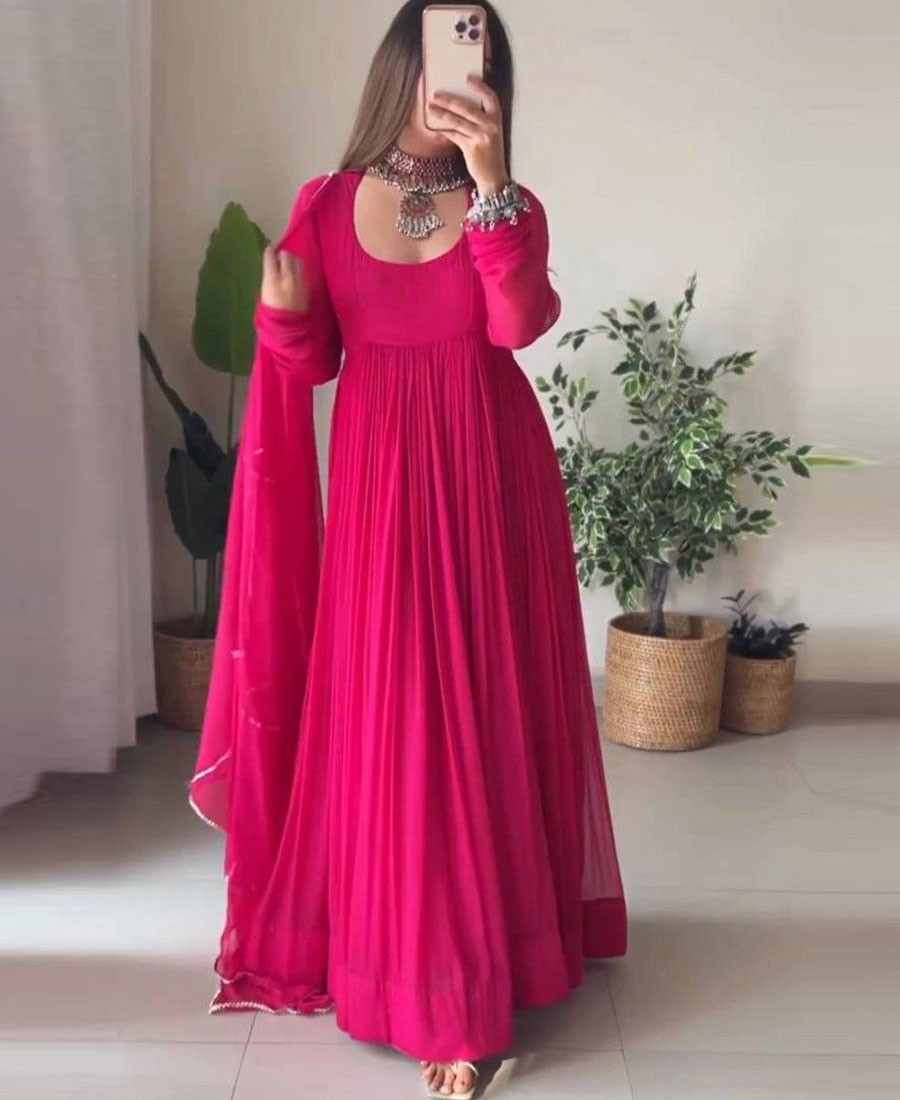 Pink Coloured Georgette Gown
