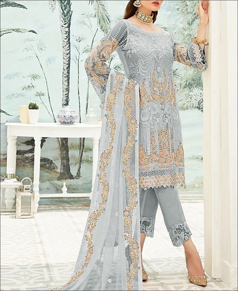 RF - Grey color Greorgette Straight Suit.