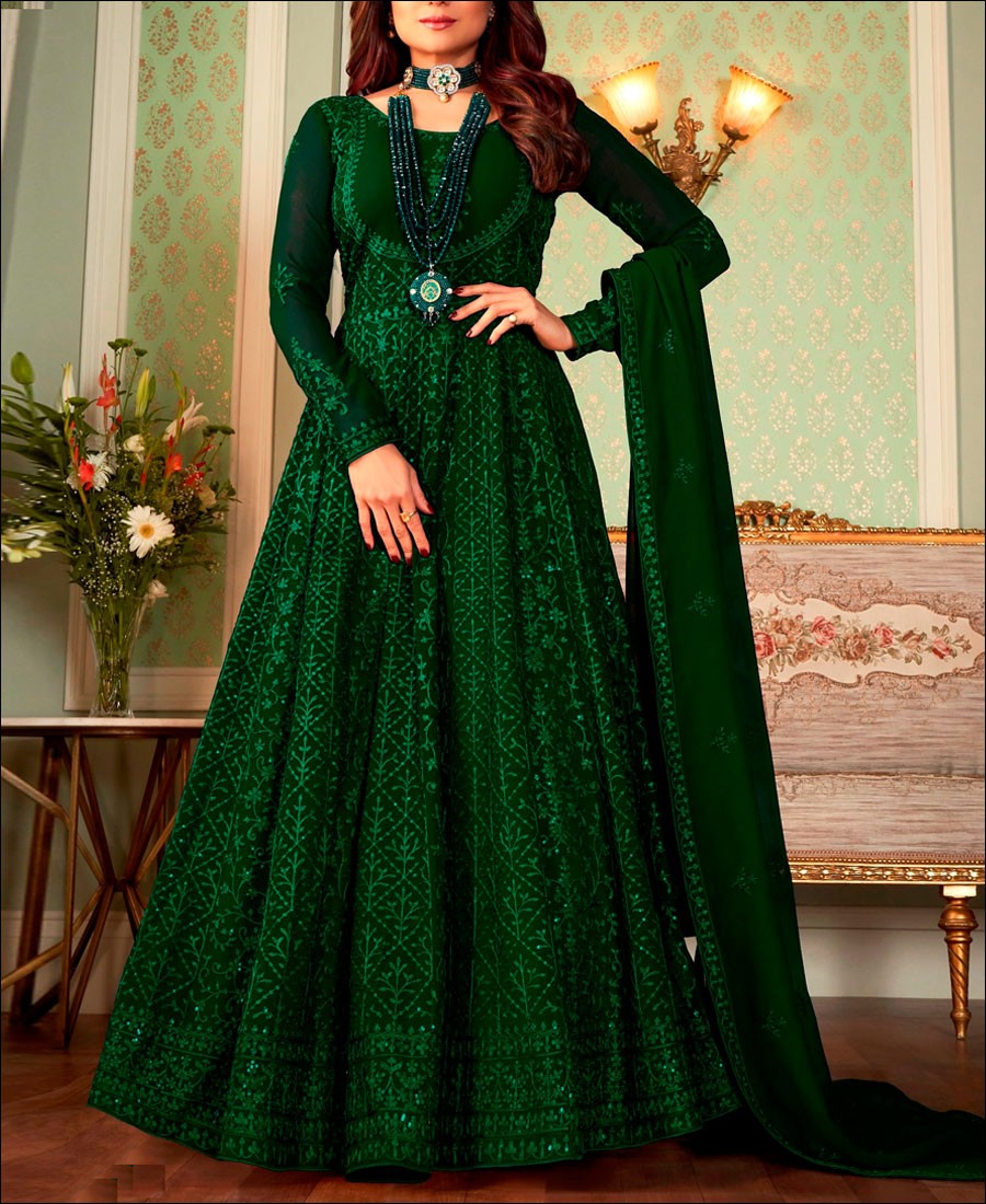 Light Green Color Heavy Work Designer Gown Dress – Designerslehenga