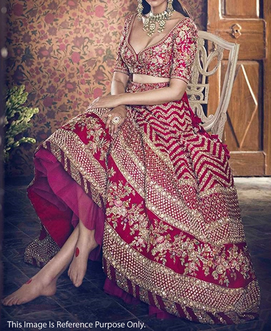 RE - Red Colored Sequence Embroidery Work Georgette Lehenga Choli
