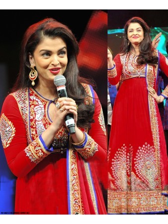 AF - Aishwarya Rai  Red Bollywood Suit