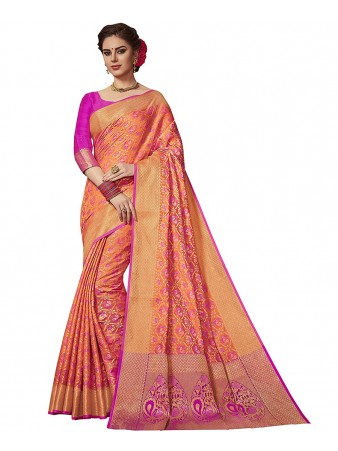 G3 FS - Attractive Orange Heavy Banarasi Patola Silk Saree