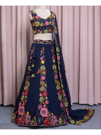Navy Blue Color Sequence embroidery Work Lehenga Choli