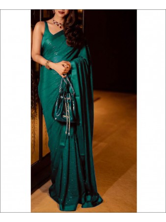 RE - Teal Green Coloured Sequence Work Designer Saree
