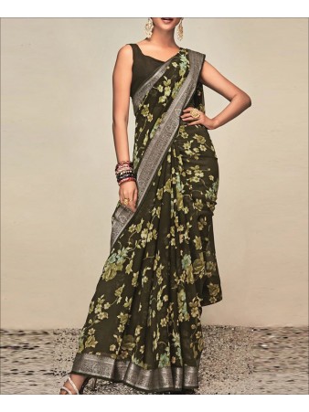 Dark Green Color Georgette Printed saree