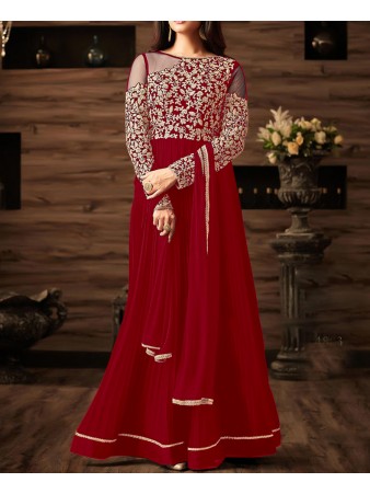 RF - Red Georgette Abaya Style Anarkali Suit