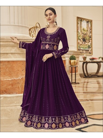 RF - Purple Faux Georgette With Sequence Work Anarkali Salwar Suit